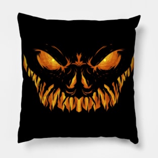 Scary Carved Pumpkin Jack O Lantern Face Halloween Pillow