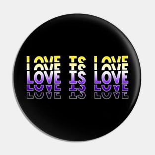 Vintage Retro Love is Love Nonbinary Stacked Letters NB Enby Pride Flag Pin