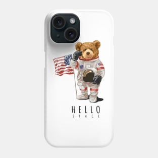 Cute bear design "Hello space" Phone Case