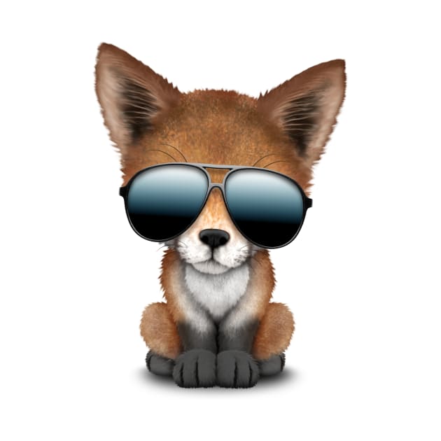 Cute Baby Red Fox Wearing Sunglasses by jeffbartels