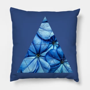 Geometric Triangle Design- Blue Flowers Pillow