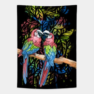 Rainbow Parrots Tapestry