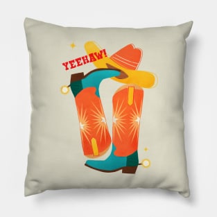 Yeehaw! Bright Cowboy Boots Pillow