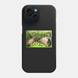 Prairie-chicken Grouse Family with Chicks Phone Case