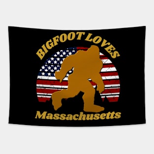 Bigfoot loves America and Massachusetts too Tapestry