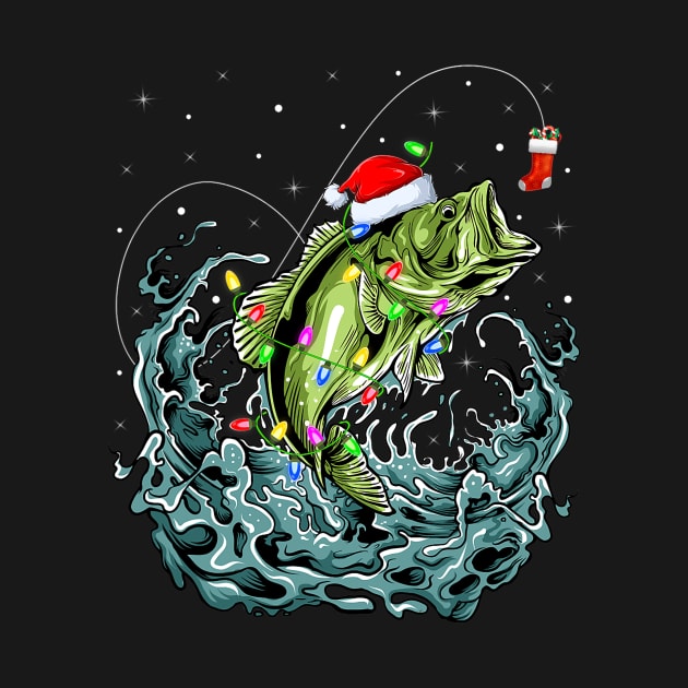 Bass Fishing Xmas Lighting Fisherman Fish Christmas by kasperek