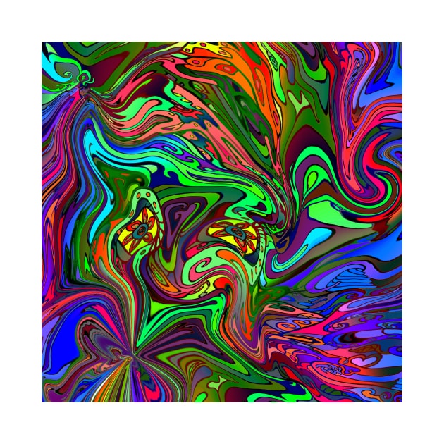 Converging Colorful Swirls Psychedelic Pattern by Art by Deborah Camp