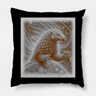 AI generated fiery pangolin from the sun Pillow