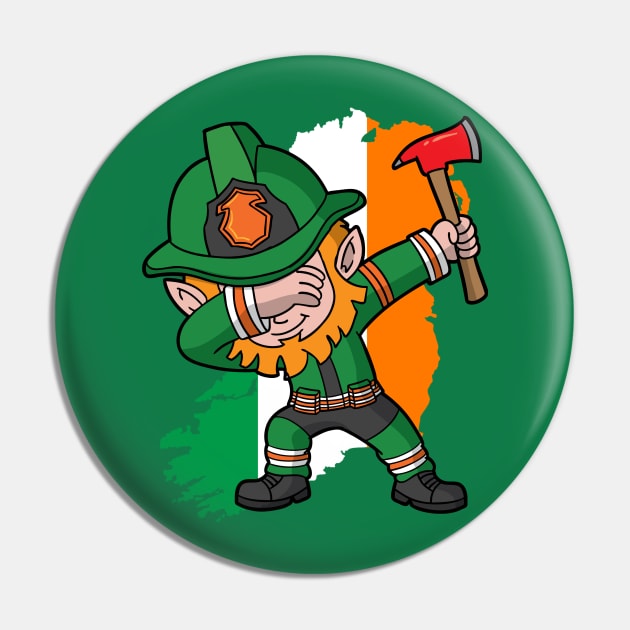 Irish Leprechaun Firefighter St Patricks Day Pin by E