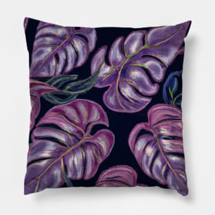 Purple Monsteras Pillow