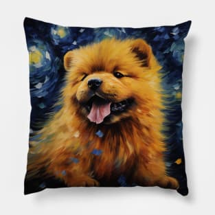 Chow Chow Puppy Painted Portrait Pillow