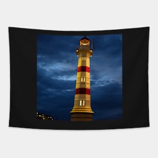 colorfull lighthouse at night in Malmö Sweden Tapestry