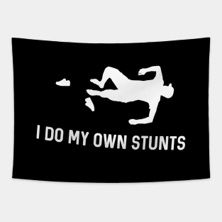 I Do My Own Stunts Triathlon Funny Rriathlete Tapestry