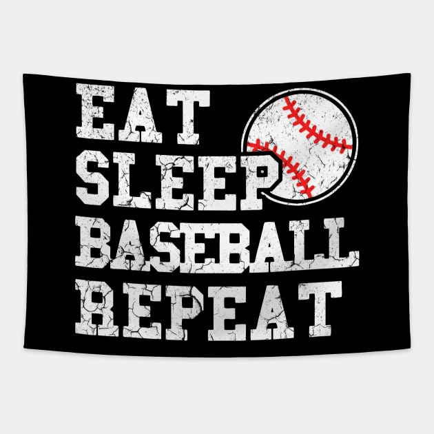 EAT SLEEP BASEBALL REPEAT Tapestry by Freedom Haze