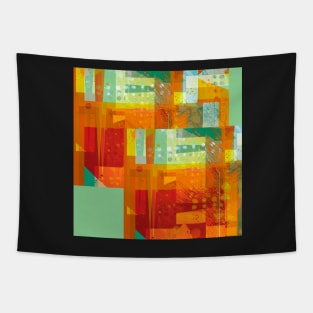 Intersect Orange abstract art Tapestry