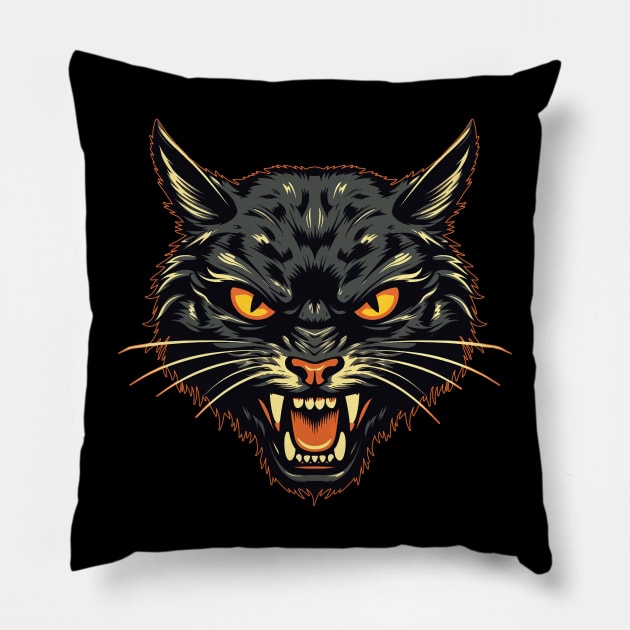 Black Cat IV Pillow by lospaber