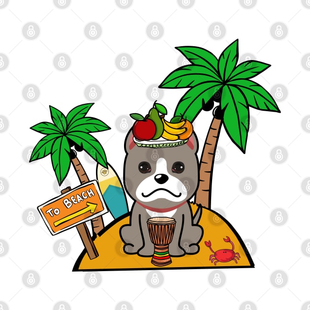 Cute Grey Dog on a tropical island by Pet Station