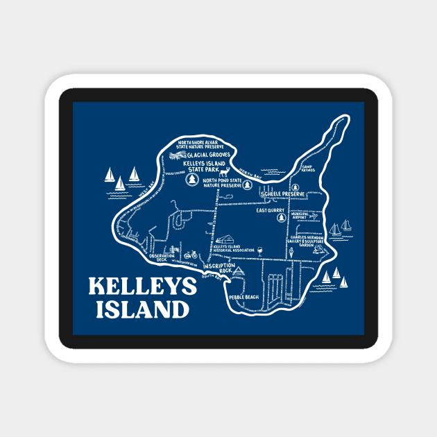 Kelleys Island Map Magnet by fiberandgloss
