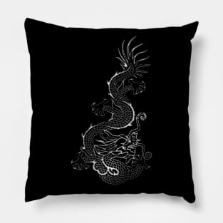 Silver Chinese Dragon Pillow