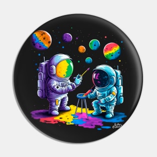 Cute Astronaut Artists Painting The Universe Pin