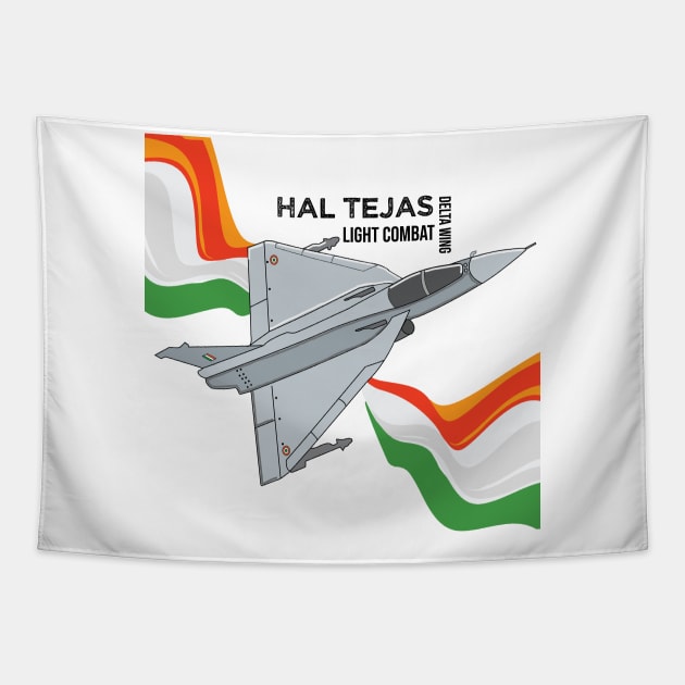 HAL Tejas Indian Fighter Fighterjet Aircraft India Pride Tapestry by alltheprints