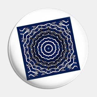 White stripe on blue mandala Pin