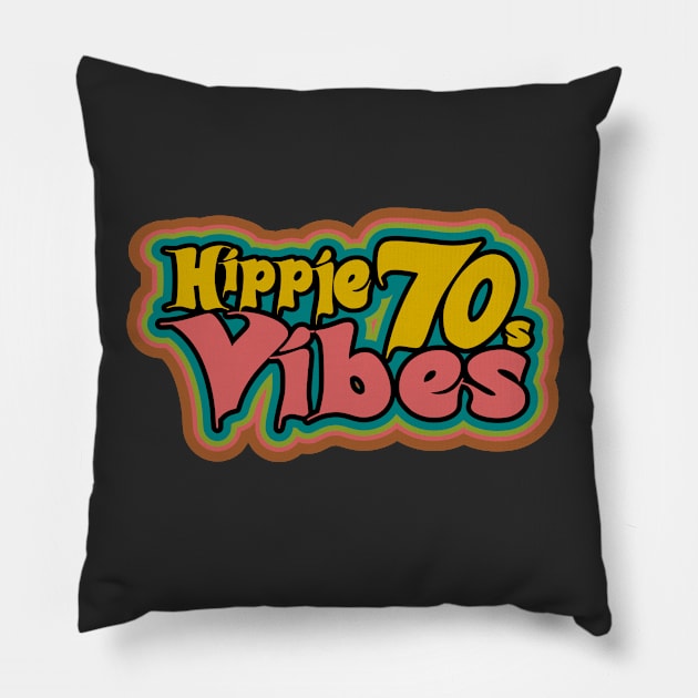 Hippie Vibes 70s seventies sticker vintage Pillow by SpaceWiz95