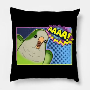 angrey green quaker parrot comic Pillow