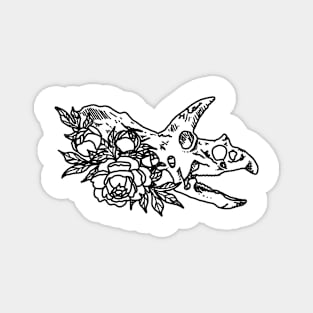 Triceratops Dino skull with flowers Magnet