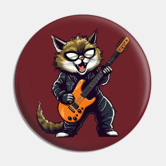 Cat playing an electric guitar Pin by LEMOUS TEES