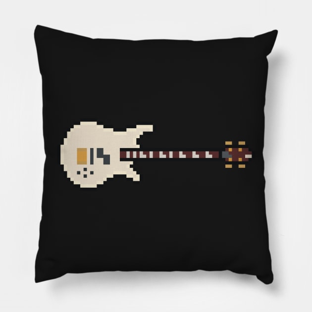 Pixel White Euro Style Bass Guitar Pillow by gkillerb