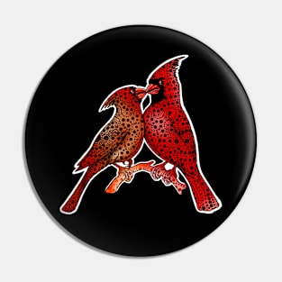 Red Cardinal birds mandala art Pin