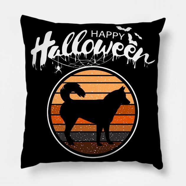 Funny Happy Halloween Beautiful Siberian Husky Kid Gift Pillow by mlleradrian