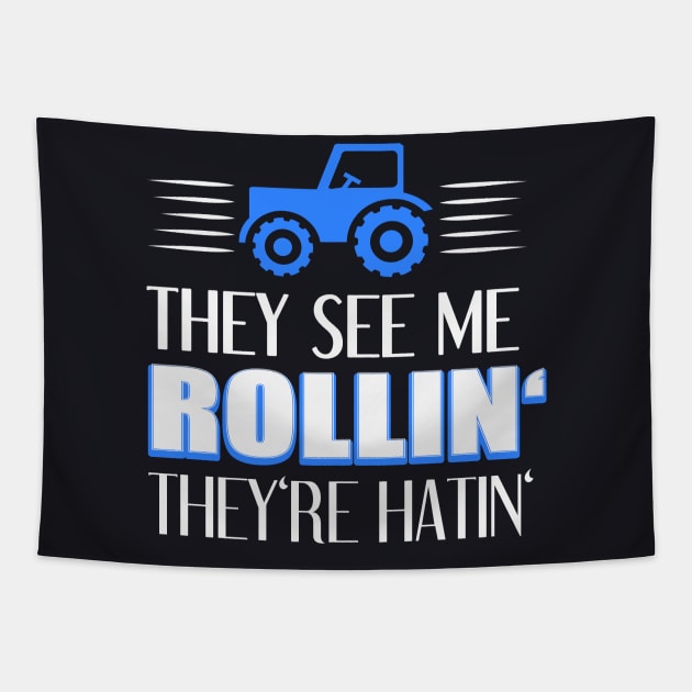 Tractor Driver Farmer Humor Tapestry by Foxxy Merch