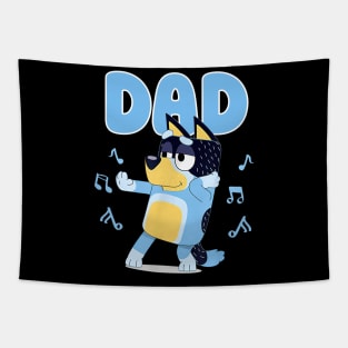 Bluey and Bingo dancing dad funny Tapestry