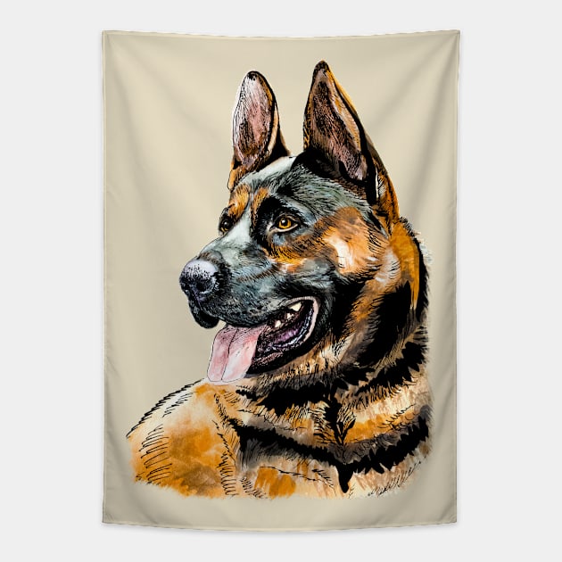 German shepherd Tapestry by VicaVeresk