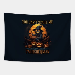 You can't scare me, I'm a fisherman! Halloween time Tapestry