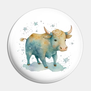 Watercolor Zodiac Taurus Pin