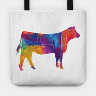 Farmgirl Livestock Show Heifer with Rainbow Pattern Tote