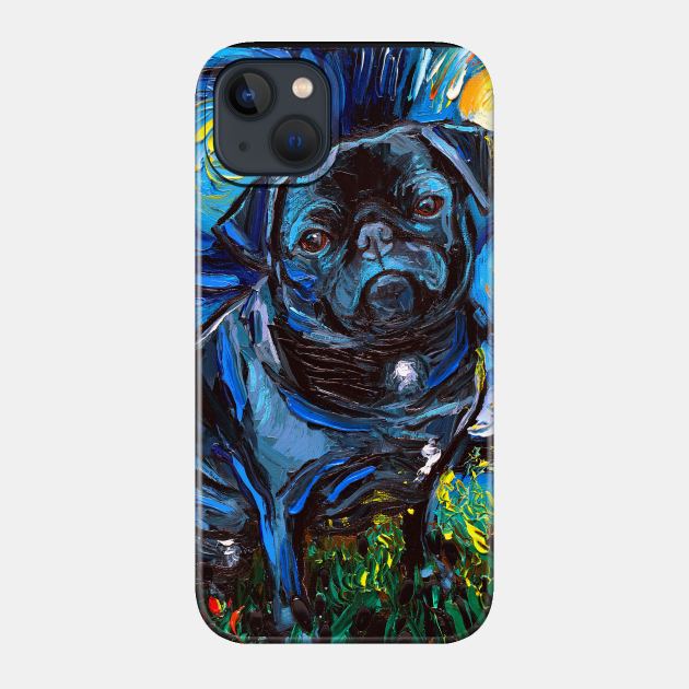 Black Pug Night - Pug - Phone Case