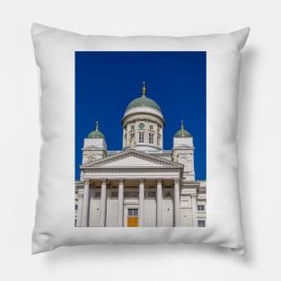 Main entrance to white Helsinki Cathedral Pillow