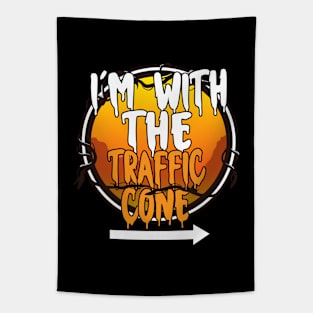 I'm With The Traffic Cone Funny Lazy Halloween Costume Last Minute Halloween Costume Halloween 2021 Gift Tapestry