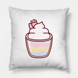 Cute Pastel Strawberry Parfait Pillow