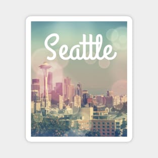 Dreamy Seattle Skyline and Space Needle Magnet