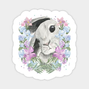 Cute Bunny Rabbit Spring Flowers Magnet