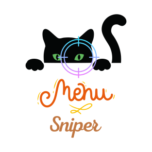 Hiding Black Cat Menu Sniper T-Shirt