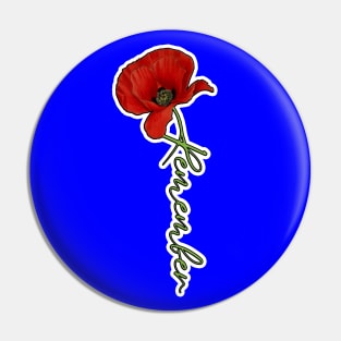 Red Poppy Flower with Memorial Text Stem Vertical Pocket Version (MD23Mrl007c) Pin