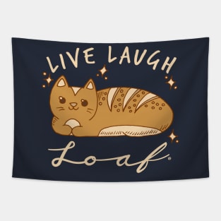 Live Laugh Loaf - Kawaii Doodle Cat Bread Tapestry