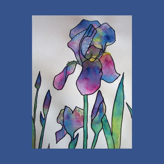 Purple Rainbow Iris Watercolor Painting by SarahRajkotwala