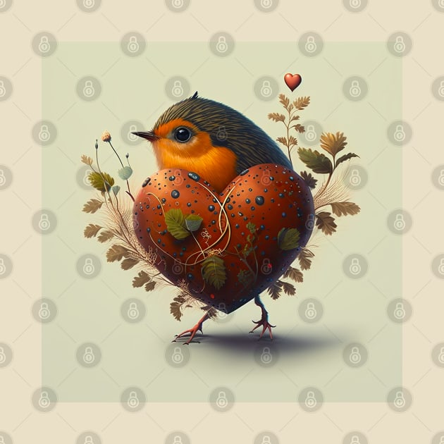 Bird with hearth by Mr Youpla